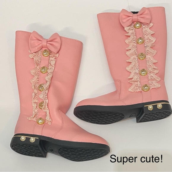 Other - Kids Pink Bow Lace Riding Boots